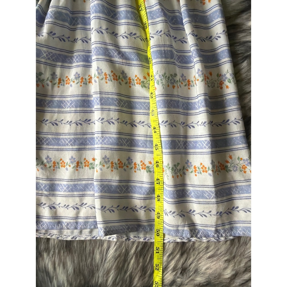 Maaji Floral Smocked Maxi Dress Tie Shoulder Boho Cottagecore Blue White Medium - Picture 5 of 6